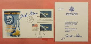 1962 Fdc 1193 Astronaut John Glenn Signed Project Mercury,  Letter
