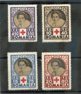 Romania 1945 Red Cross Semi Postal Red Cross Nh Complete Set B247 - B250