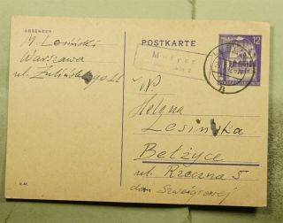 Dr Who 1942 Germany General Goverment Lublin Poland Postal Card E70573