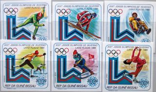 Guinea Bissau 1979 544 - 49 B 402 - 02c C15 - 16 Winter Olympics 1980 Lake Placid Mnh