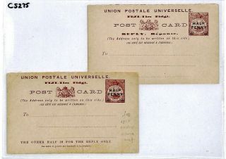 Cs275 Fiji Surcharge Half Penny Postal Stationery Reply Card {samwells - Covers}