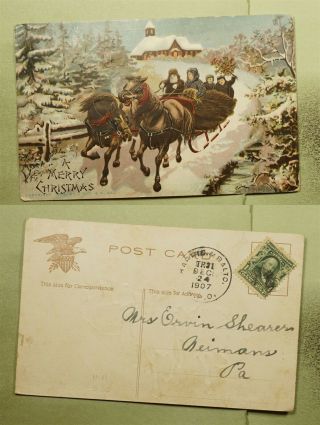 Dr Who 1907 Harris & Balto Rpo Christmas Postcard To Neimans Pa E42445