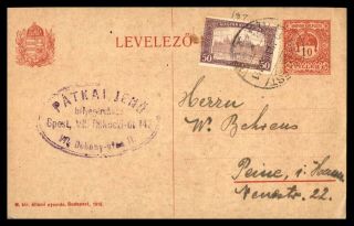 Mayfairstamps Hungary 1920 Addressed Commercial Postal Card Stationery Wwb22277