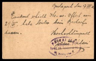 MayfairStamps Hungary 1920 Addressed Commercial Postal Card Stationery WWB22277 2
