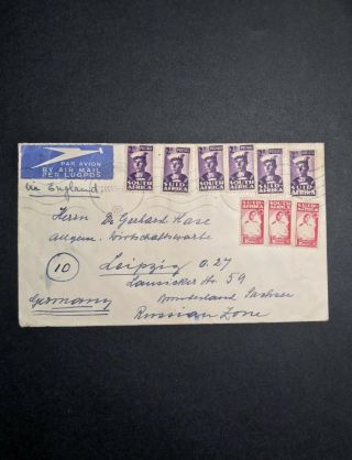 South Africa German Flight Cover To Leipzig Russian Zone Via London Imperial Air