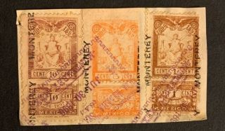 Mexico Revenue Stamps 1896 - 7 1 - 10c B3/6 Piece