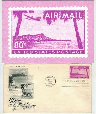 80c Hawaii Diamondhead Airmail C46 Set Of 2,  Unusual Maxi Card