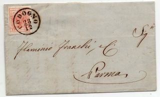 1855 Italy Lombardy - Venetia Cover,  15c Big Margins,  Rare Codogno Cancel