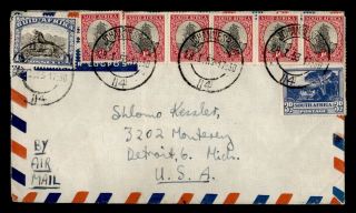 Dr Who 1953 South Africa Johannesburg Airmail To Usa Strip E43440