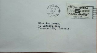 Canada 1971 Cover With Unusual Canada Postage 6 Cents Label Toronto