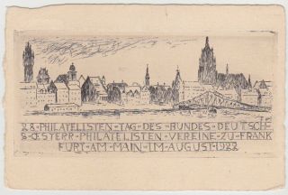 Germany Dr 1922 Priv.  P.  St.  Card Frankf.  /m.  (philat.  Day) Pp 61/c 3/05