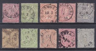 North German Confederation 13 - 22 1869 Very Fine Set Of 10 Issues Scv $160.