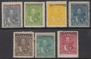Ecuador Telegraph Stamps Barefoot 1 - 6 8 1892 Cv $16