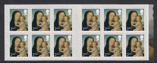 Gb 2017 12 X 2nd Class Christmas S/a Madonna & Child Cylinder Booklet Lx54