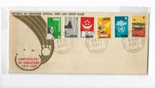 Singapore 1969 150th Anniversary Fdc 15cents To $10 Stamps