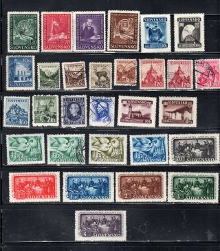 Czechoslovakia Slovakia Stamps Canceled & Hinged Lot 52580