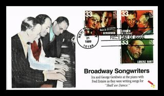 Dr Jim Stamps Us Broadway Songwriters Combo Hand Colored Fdc Cover