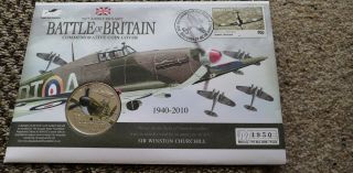 Mercury 2010 Battle Of Britain 70th Anniversary £5 Guernsey Coloured Coin Cover