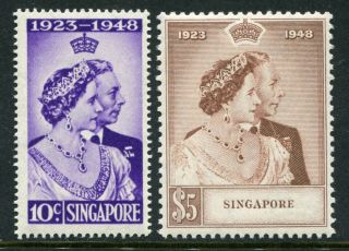 1948 Malaya Singapore Gb Kgvi Silver Wedding Set Stamps Mounted M/m