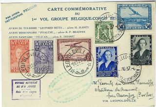 Belgian Congo Belgium 1937 Combination Airmail Cover On Delayed Flight