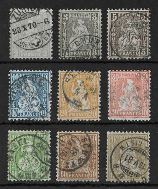 Switzerland 1862 - 1881 White Paper Complete Set Michel 20 - 28 Cv €280,