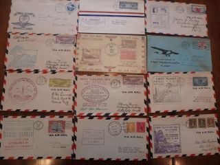 12 Vintage Stamped Cover Decorated Envelopes - First Airmail Flights Etc.  1930 