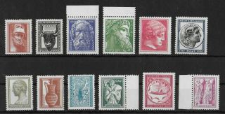 Greece 1954 Nh Complete Set Of 12 Stamps Michel 603 - 614 Cv €300 Vf