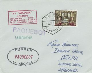 Norfolk Island 4529 - In Tenerife 1967 Paquebot Cover To Uk
