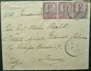 Johore Malaya 17 Jan 1921 Postal Cover To Firenze,  Italy - See