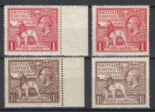 GB 1924 & 1925 KGV Lion ☀ British Empire Exhibition Wembley ☀ 4v MNH 4