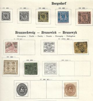 Germany States Very Old Bergedorf And Braunschweig On Album Page