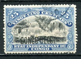 Belgium Congo 1908,  Scott 34,  Overprinted,  Handstamped,  25c