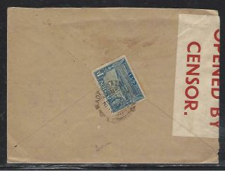 Aden (p2508b) 1939 Cover Kgvi 1a Censor To India