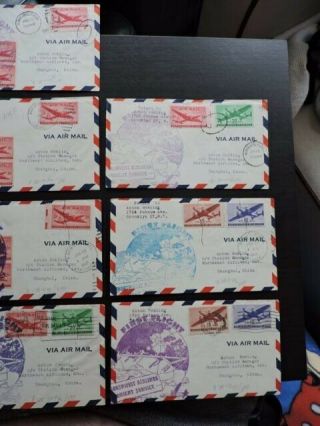 LOT x10 FIRST FLIGHT 1947 SHANGHAI CHINA AIR MAIL PAN AM,  NORTHWEST AIRLINES 4