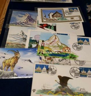 1991 Us Fdc Lot All Switzerland Anniversary 21 Different Inclu Hand Painted Silk
