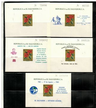 El Salvador C192 5 Different Sheets Of 1 1960 Mnh
