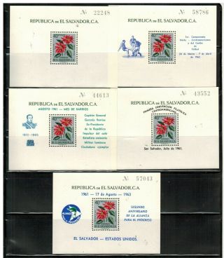 El Salvador 718 5 Different Sheets Of 1 1960 Mnh
