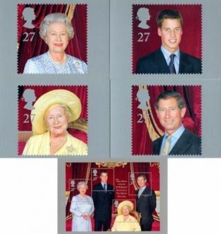 Gb Postcards Phq Cards Psm 04 Queen Mother 100th Birthday 2000 Full Set