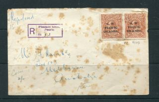 Nauru 1917 Registered Cover With 5d Brown George V Opt X 2 To Australia