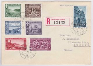 Italy Local Issues Campione 1944 Registered Letter With Landscapes Set T21669