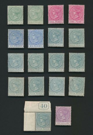 St Christopher Stamps 1882 - 1890 Qv Mog Selection To 1/ - Sc 16,  Lot Vf