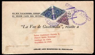Guatemala To Chile Air Mail Cover 1940 Radio To Santiago