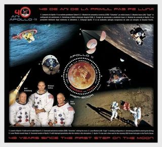 Apollo 11 Moon Landing 40th Anniversary Souvenir Sheet 2009 Romania 5112