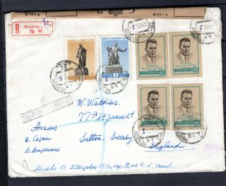Russia Soviet Union 1960 Ussr Registered Cover Moscow To Uk Gb