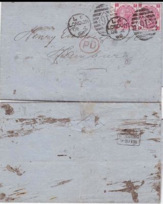 G.  B.  1868 Letter Sheet F.  3d X 2 From London Pd To Hamburg