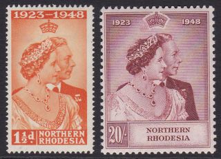 Northern Rhodesia.  Sg 48 & 49,  1948 Royal Wedding.  Fresh Mounted.