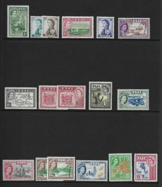 1954 - 59 Fiji Definitive Set To £1 Sg280 - 295,  288a/292a Mnh/mint
