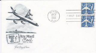First Day Cover,  Scott C52,  7c Jet Coil,  Mellone 4,  Artmaster Cachet,  1958