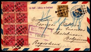 1929 Registered Cover To Belgium With Scott Uc1 And Multicolor Franking