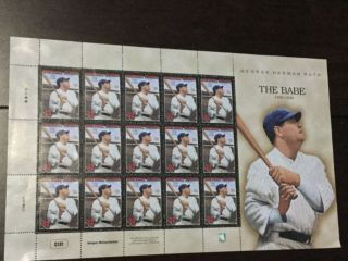 Babe Ruth Marshall Islands Stamps Sheet 100th Anv World Series Baseball Mnh